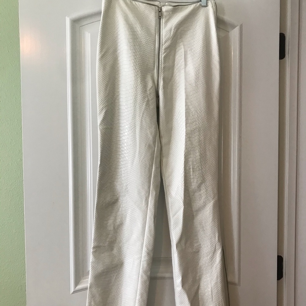 I.AM.GIA White snakeskin pants with zippers